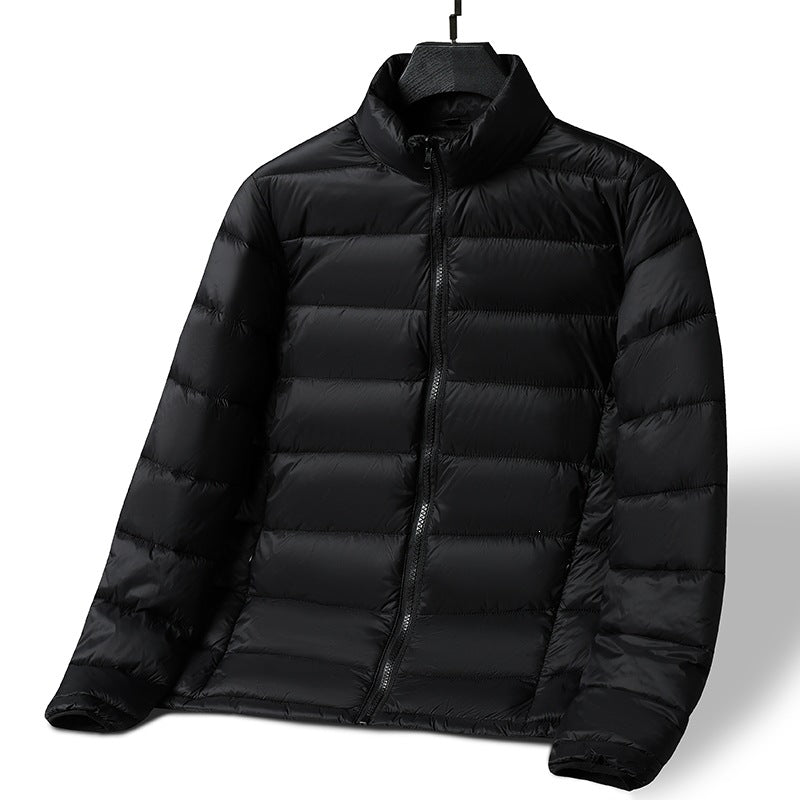 Men's lightweight ultra-warm packable quilted jacket with horizontal quilting, high stand-up collar, and two-way zipper Mune Fashion