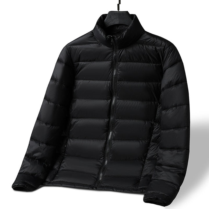 Men's lightweight ultra-warm packable quilted jacket with horizontal quilting, high stand-up collar, and two-way zipper Mune Fashion