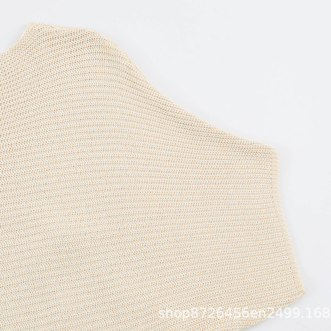 Women's Oversized Fine Knit Poncho with Asymmetrical Hem and Tie Band Mune Fashion