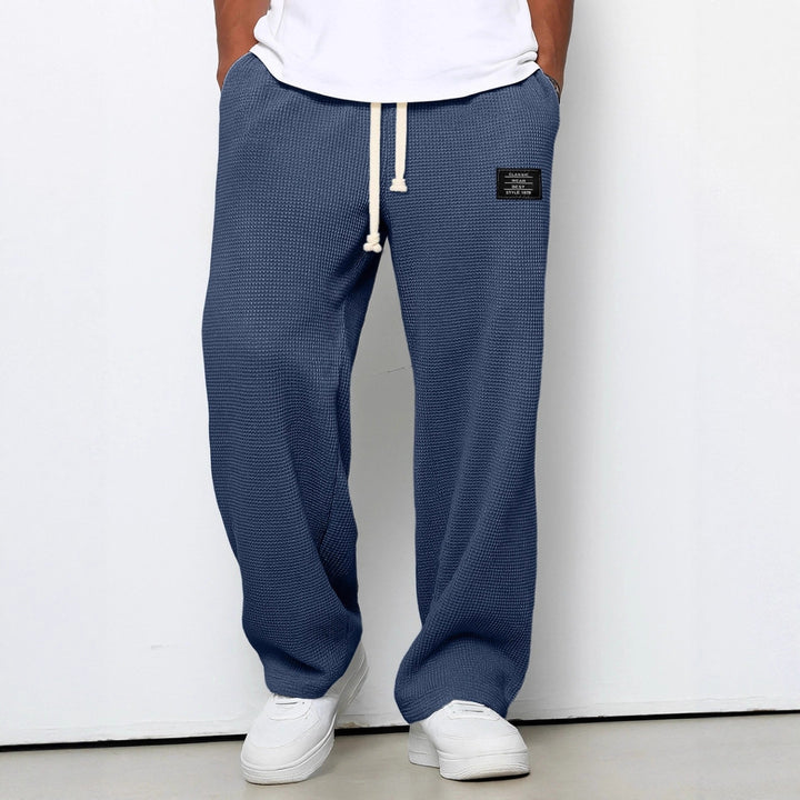 Men's Casual Waffle Texture Lounge Pants with Drawstring, Elastic Waistband and Loose Fit Mune Fashion