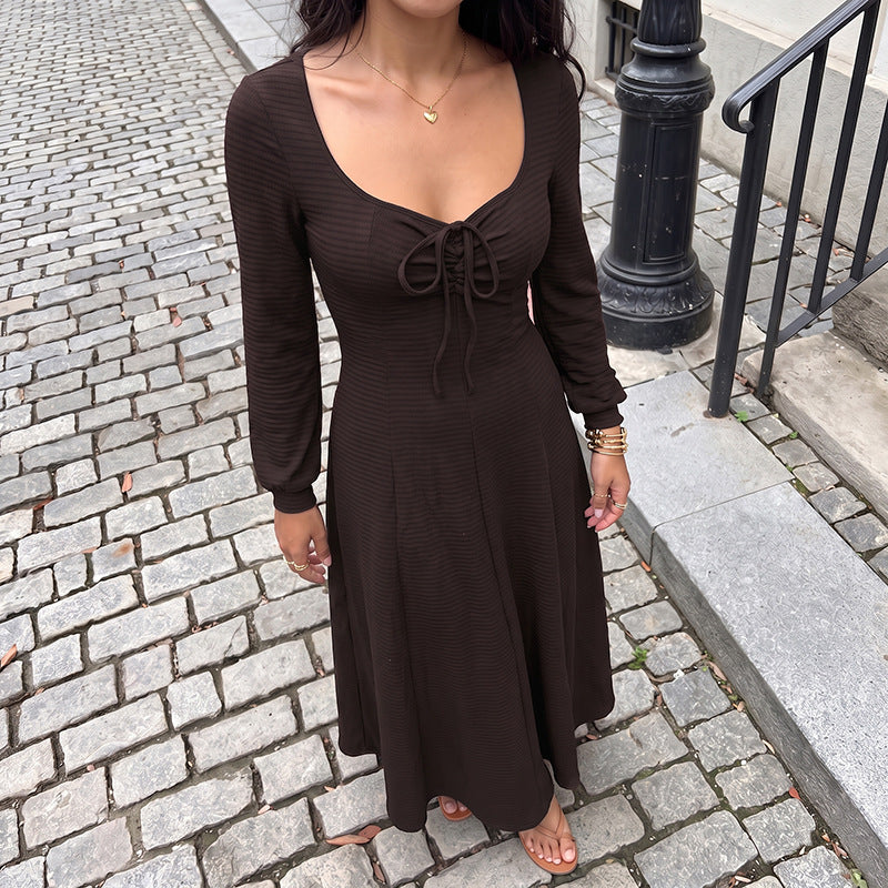 Women Elegant Maxi Dress with Lacing Details Mune Fashion