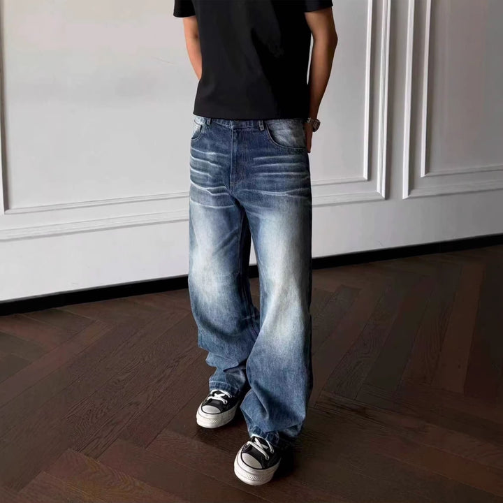 Men's Loose-Fit Denim Jeans with Vintage Effects Mune Fashion