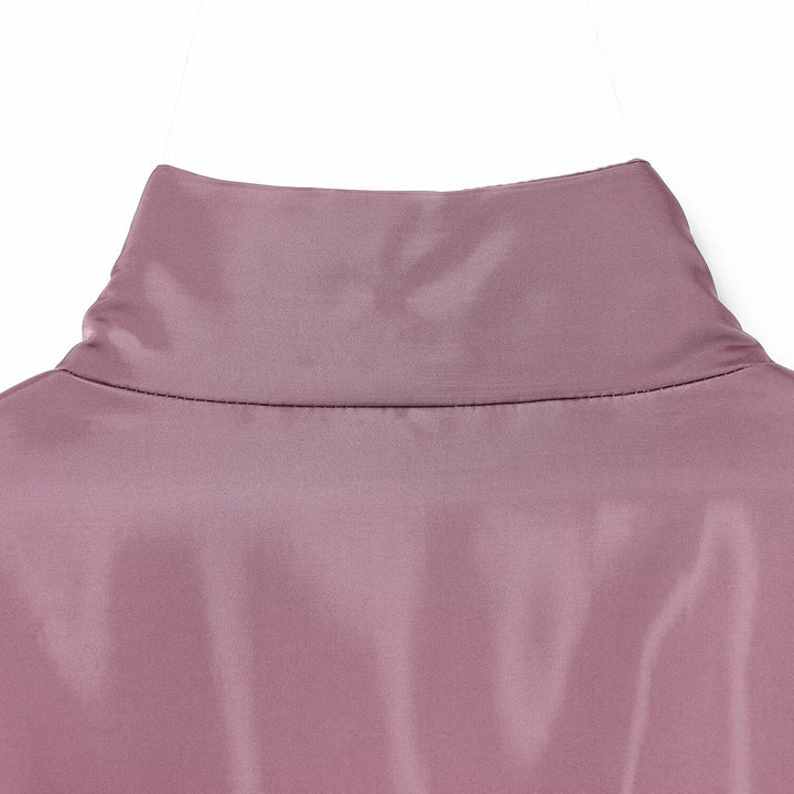 Women's Cropped Bomber Jacket in Satin Look with Stand Collar and Waist Drawstring Mune Fashion
