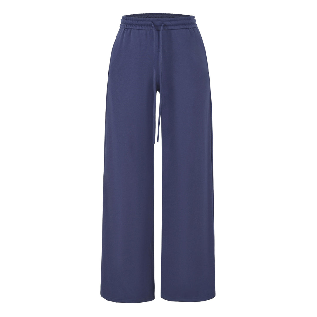 Women's Wide Lounge Pants with High Elastic Waistband and Drawstring Mune Fashion