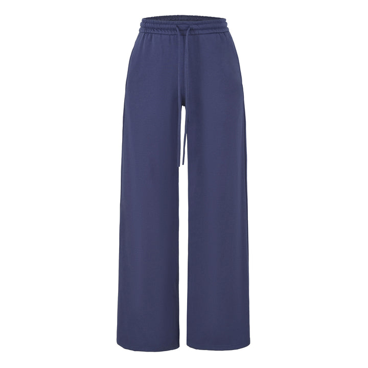 Women's Wide Lounge Pants with High Elastic Waistband and Drawstring Mune Fashion