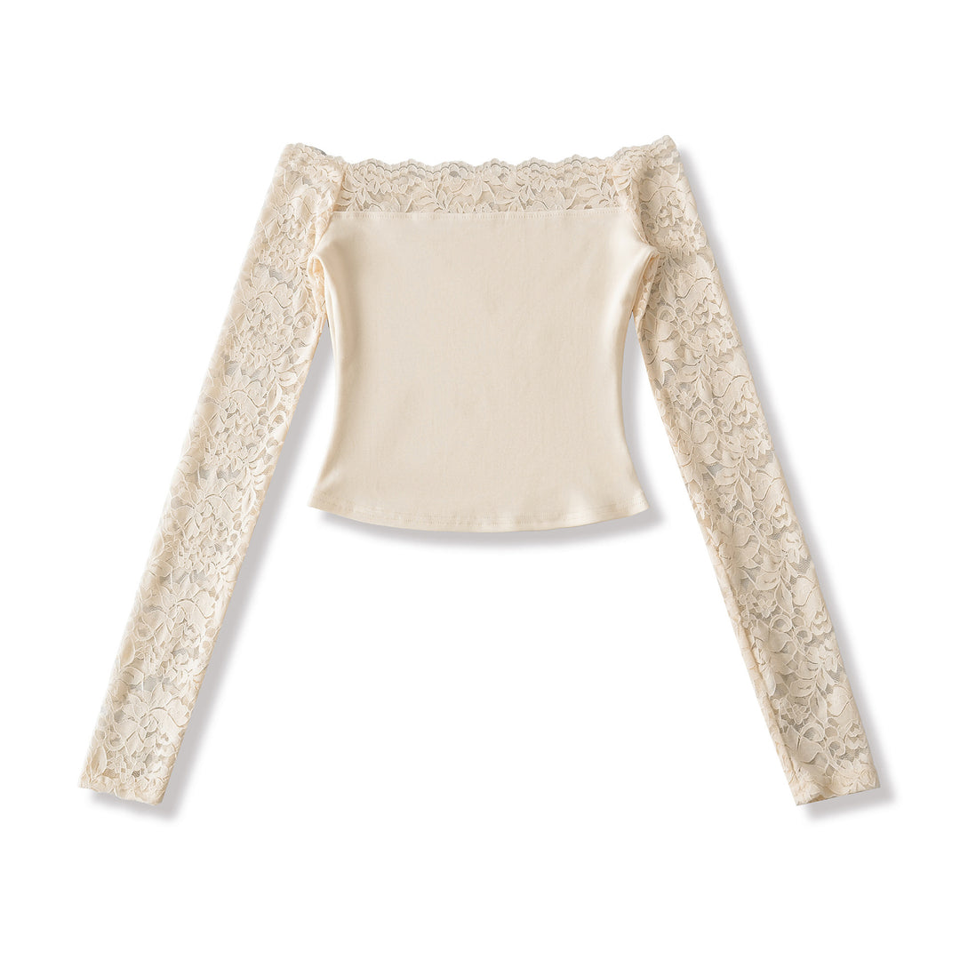 Ladies Carmen top with lace sleeves and off-the-shoulder cut Mune Fashion