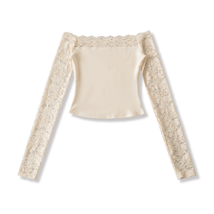 Ladies Carmen top with lace sleeves and off-the-shoulder cut Mune Fashion