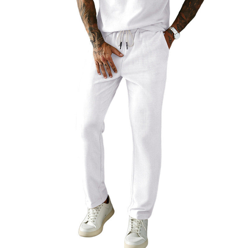 Men's Slim-Fit Jogging Pants with Drawstring, Elastic Waistband, and Side Pockets Mune Fashion