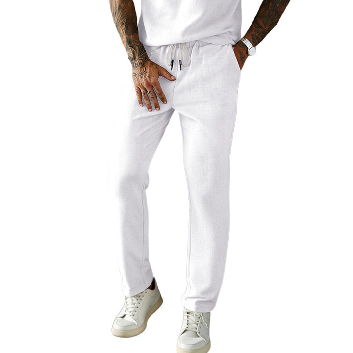 Men's Slim-Fit Jogging Pants with Drawstring, Elastic Waistband, and Side Pockets Mune Fashion