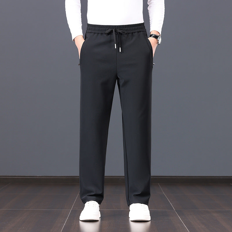 Men's elastic leisure pants with drawstring, straight leg and concealed zip pockets Mune Fashion