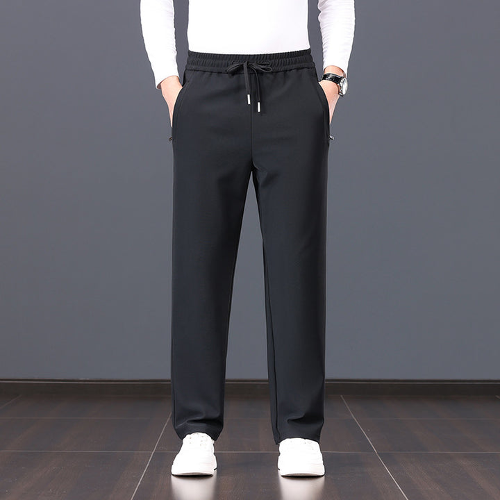 Men's elastic leisure pants with drawstring, straight leg and concealed zip pockets Mune Fashion