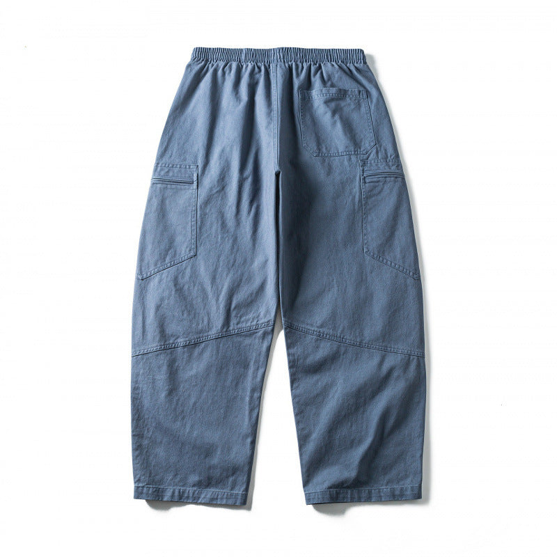 Unisex Wide-Cut Cargo Pants with Elastic Waistband, Drawstring and Utility Pockets Mune Fashion