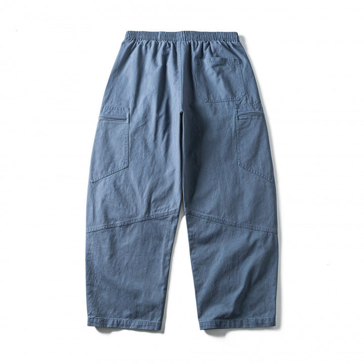 Unisex Wide-Cut Cargo Pants with Elastic Waistband, Drawstring and Utility Pockets Mune Fashion