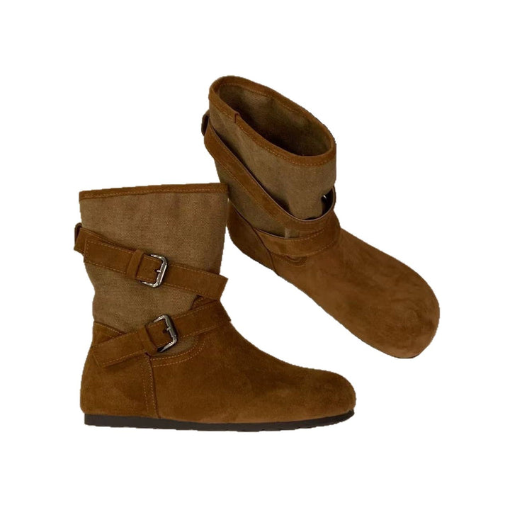 Women Comfortable Ankle Boots with Decorative Straps Mune Fashion