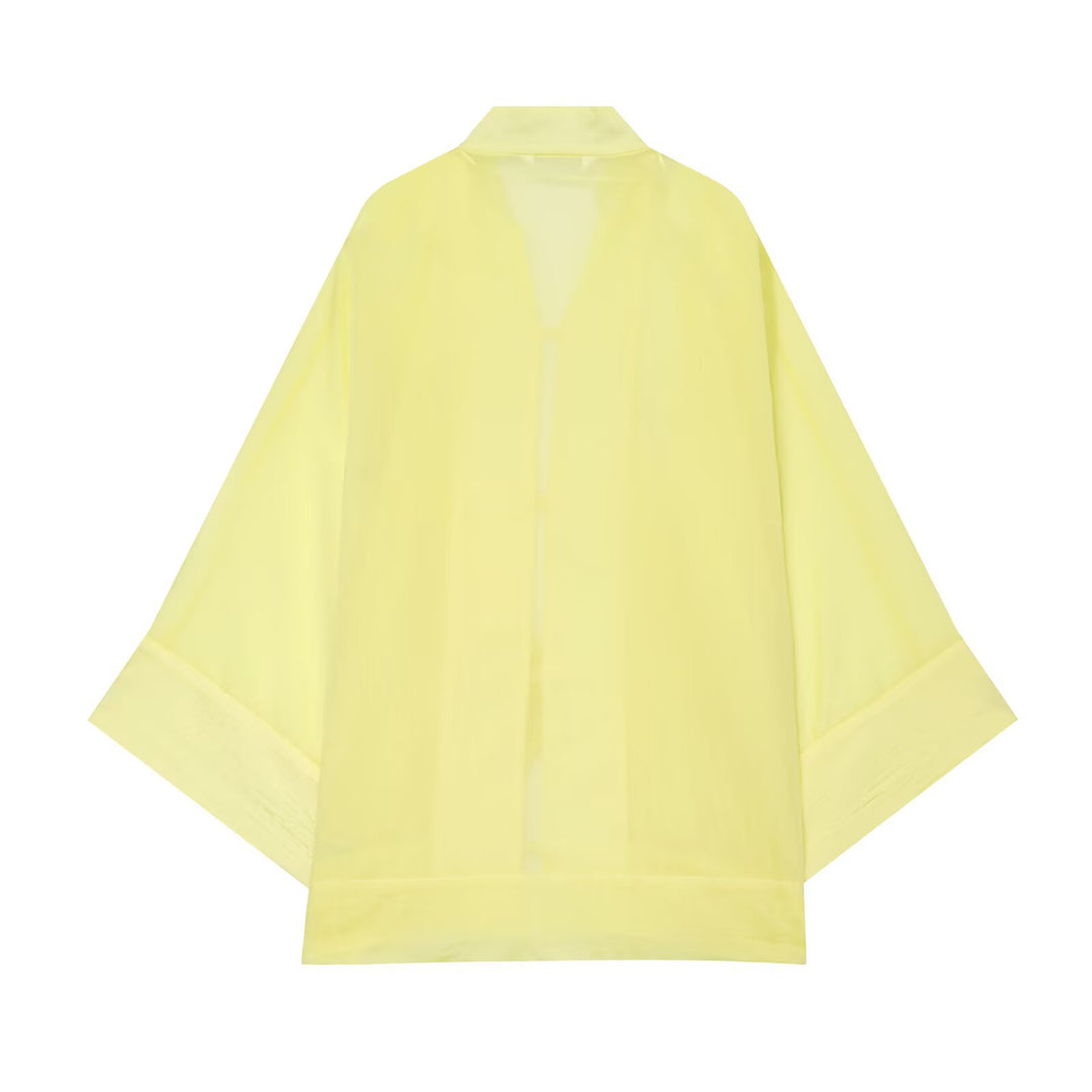 Ladies Wide Kimono Cape made of lightweight Chiffon look with decorative knot closures Mune Fashion