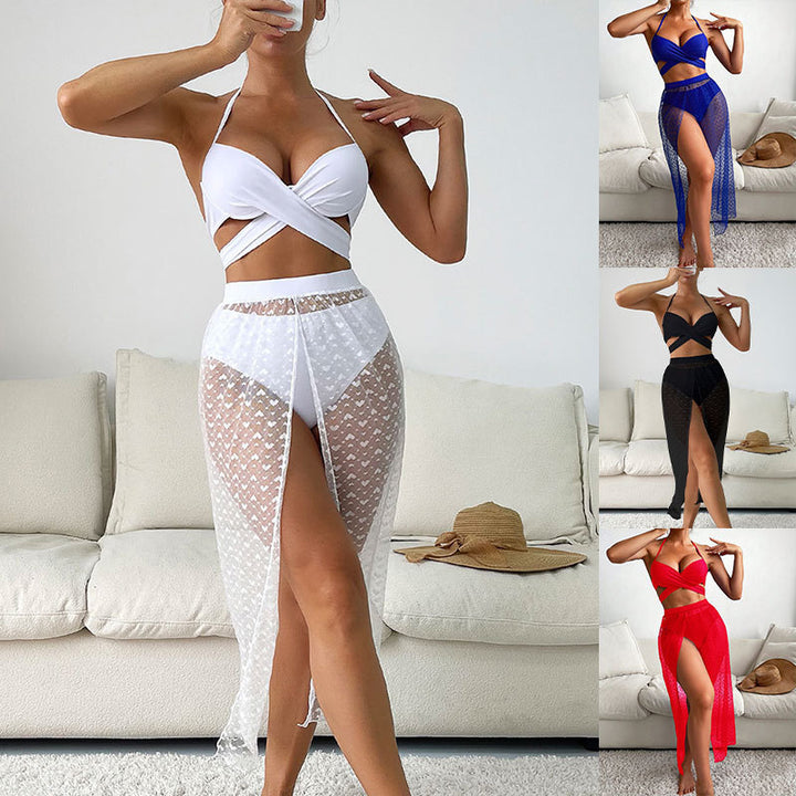 Women's bikini set with elegant wrap skirt and stylish bandeau top Mune Fashion