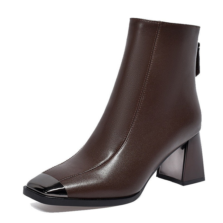 Women Elegant Ankle Boots with Glossy Toe Mune Fashion