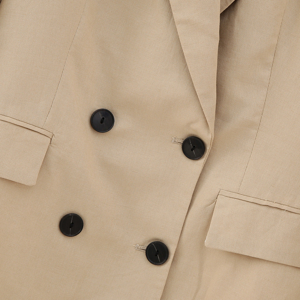 Women's Double-Breasted Long Blazer in Minimalist Tailoring Style with Peak Lapel Mune Fashion