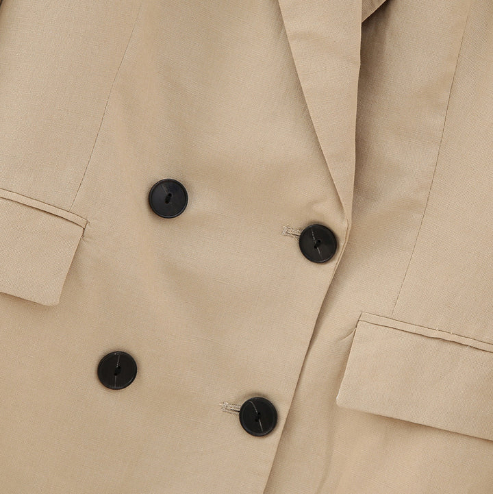Women's Double-Breasted Long Blazer in Minimalist Tailoring Style with Peak Lapel Mune Fashion