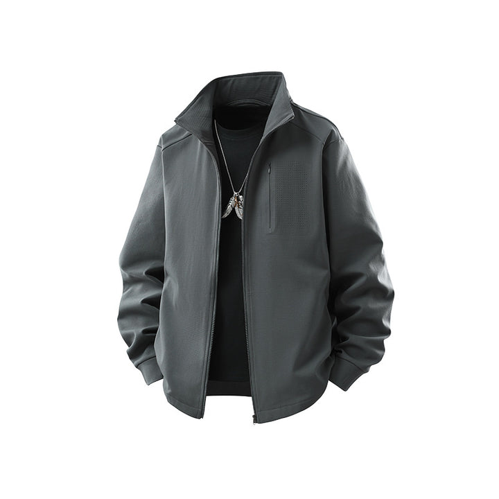 Men's Technical Softshell Training Jacket with Stand-up Collar, Chest Zip and Breathable Structure Mune Fashion