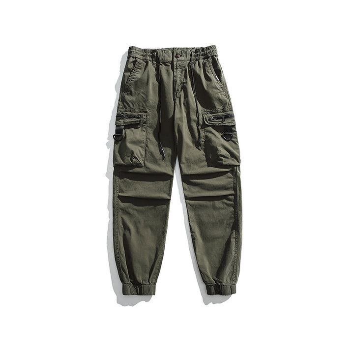 Men's Multifunctional Cargo Jogging Pants with D-Rings, Zipper Flaps, and Elastic Cuffs Mune Fashion