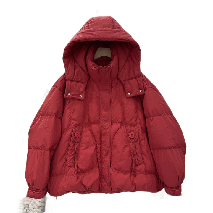 Women's Oversize Padded Jacket with Hood and High Collar Mune Fashion