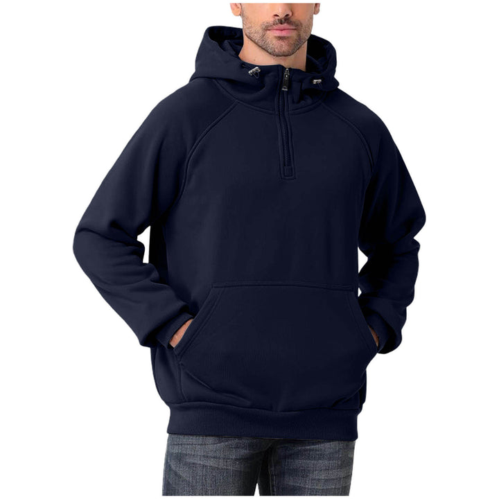 Men's half-zip hoodie with adjustable hood, kangaroo pocket, and raglan sleeves Mune Fashion