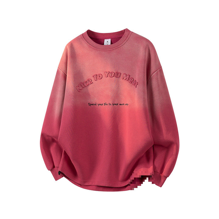 Women's Oversized Sweatshirt with Embroidered Logo, Rounded Hem & Dropped Shoulder Mune Fashion