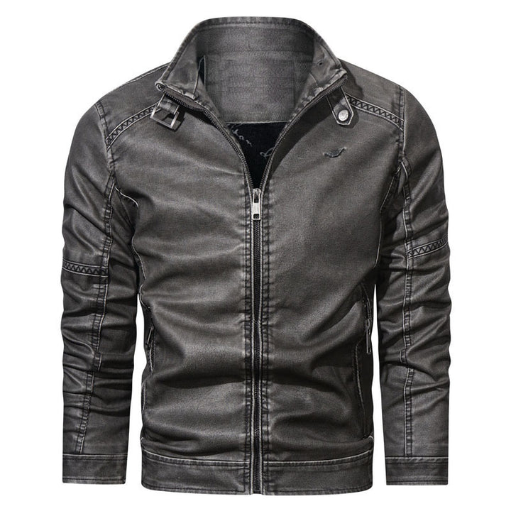 Men's denim look blouson with ergonomic piping and stand-up collar Mune Fashion