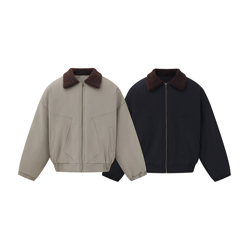 Unisex Boxy Blouson Jacket with Teddy Collar and Elastic Hem Mune Fashion