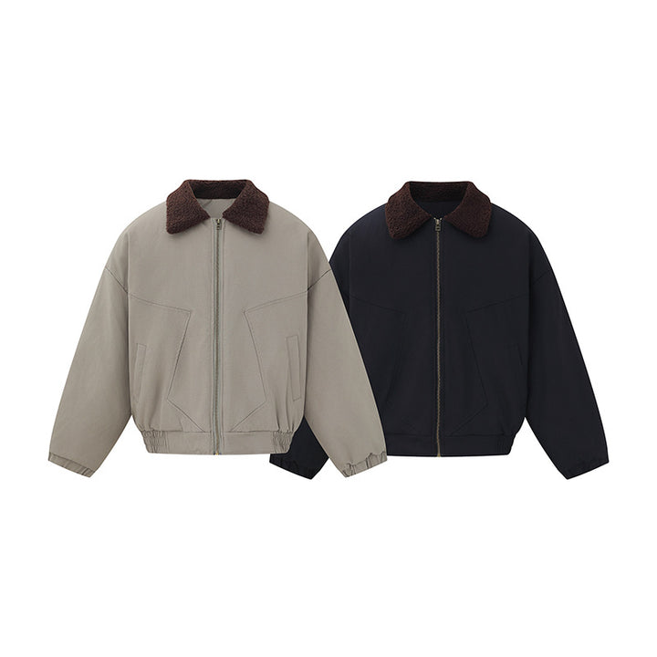 Unisex Boxy Blouson Jacket with Teddy Collar and Elastic Hem Mune Fashion