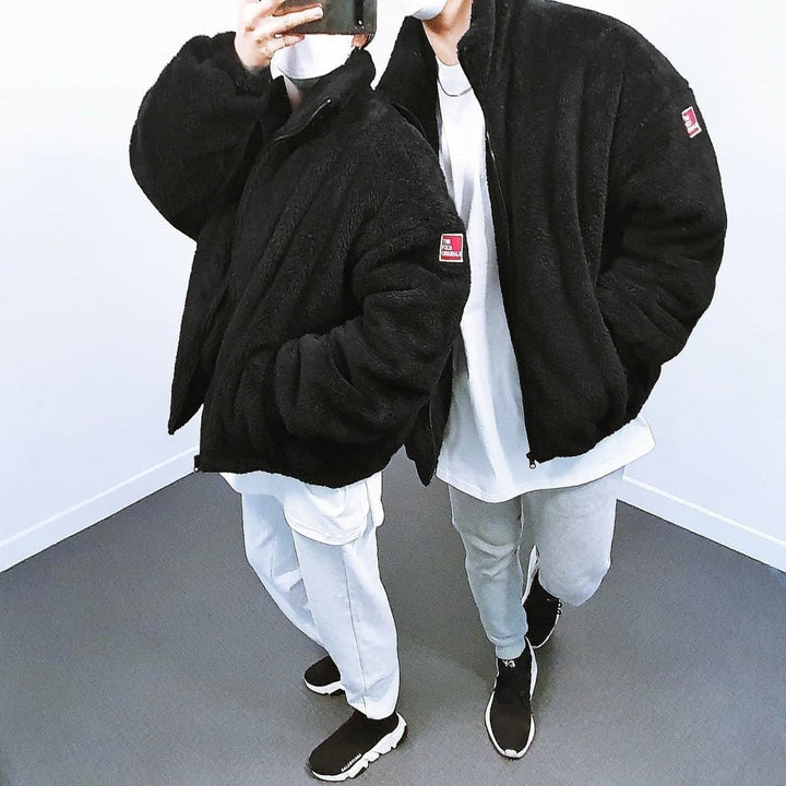 Men's Fleece Jacket with Stand-Up Collar and Practical Pockets Mune