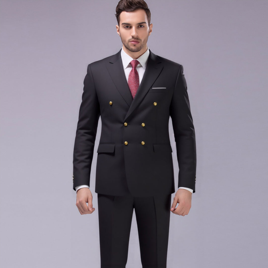 Men's double-breasted evening blazer with decorative buttons, slim silhouette and elegant finish Mune Fashion
