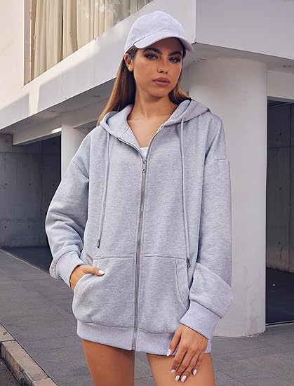 Women's oversized zip hoodie with contrasting zipper, double-layered hood and kangaroo pocket Mune Fashion