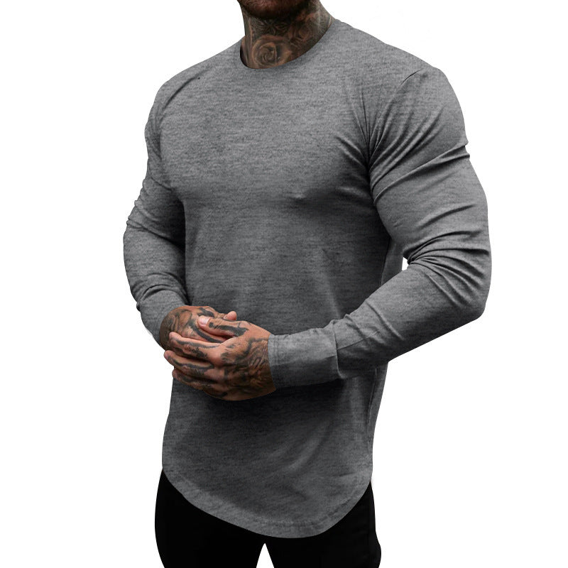 Men's Long-Sleeve Shirt Made Of Soft Stretchy Cotton Blend with Round Neckline Mune