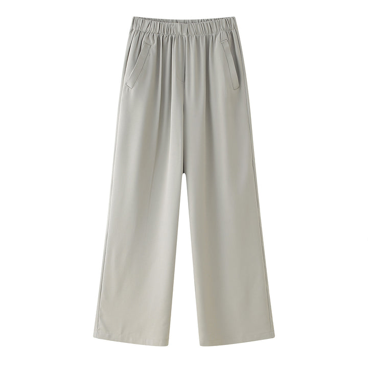 Women's loose comfort pants with high waist, elastic waistband, and side pockets