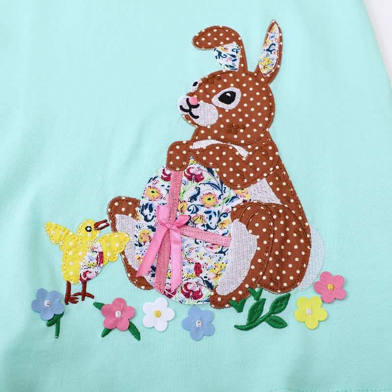 Girls' casual dress with playful bunny applique Mune Fashion