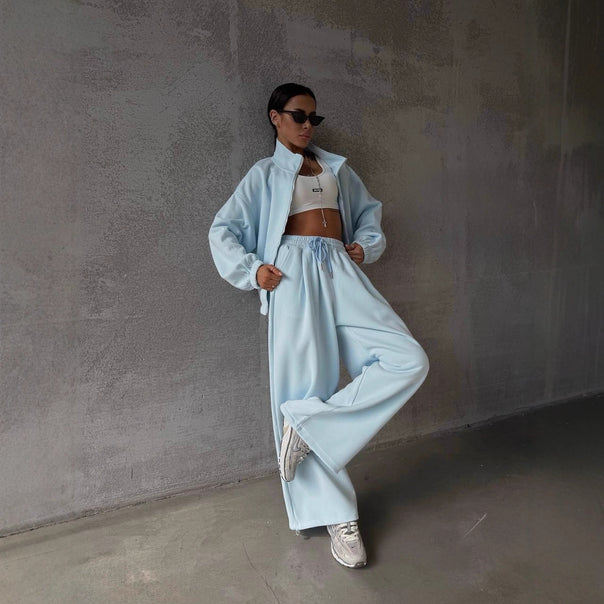 Women's oversized sweat set with zip-up jacket and wide joggers Mune Fashion