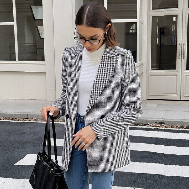 Ladies Stylish Check Blazer Mune Fashion