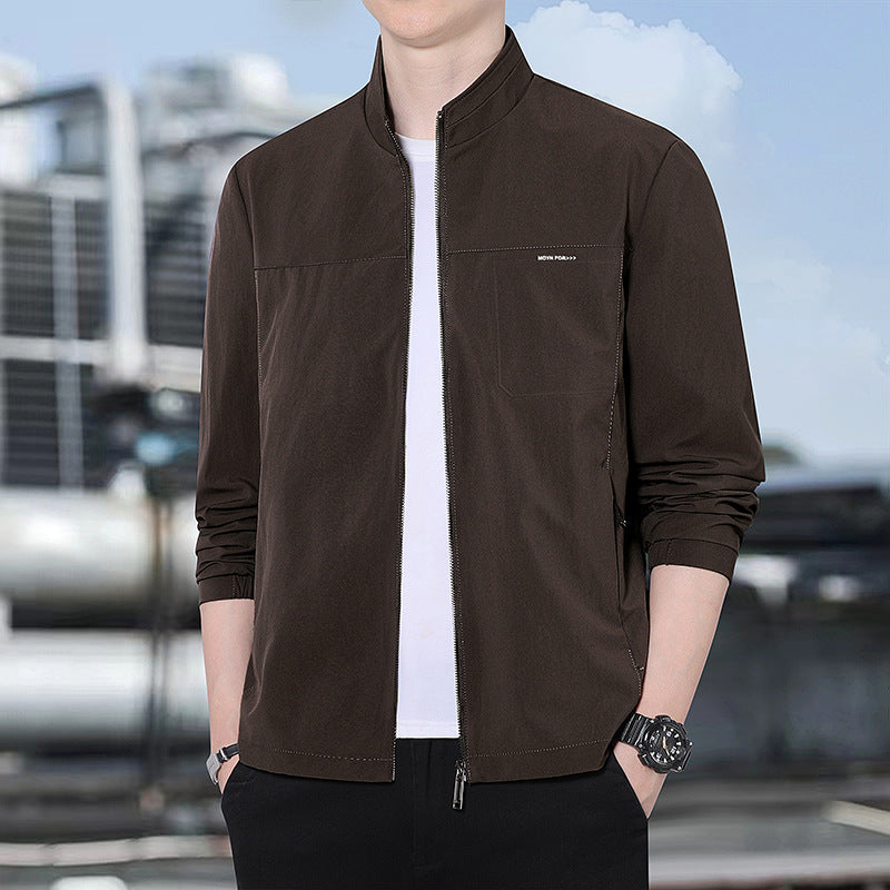 Men's Minimalist Comfort Training Jacket with Stand-Up Collar, Windproof Softshell Material and Concealed Zipper Pockets Mune Fashion