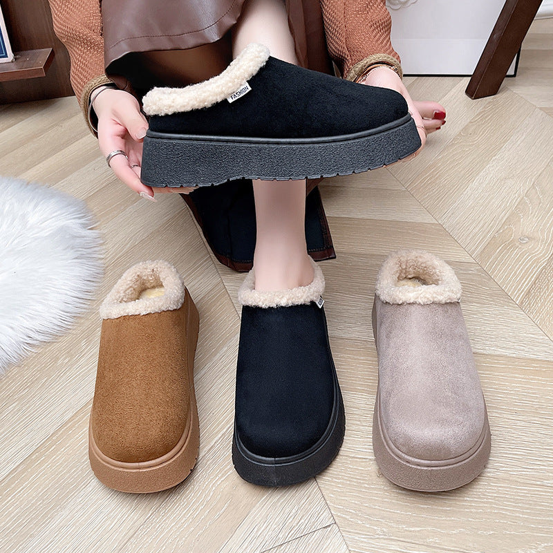 Ladies Cozy Slipper Shoes with High Platform and Teddy Lining Mune Fashion