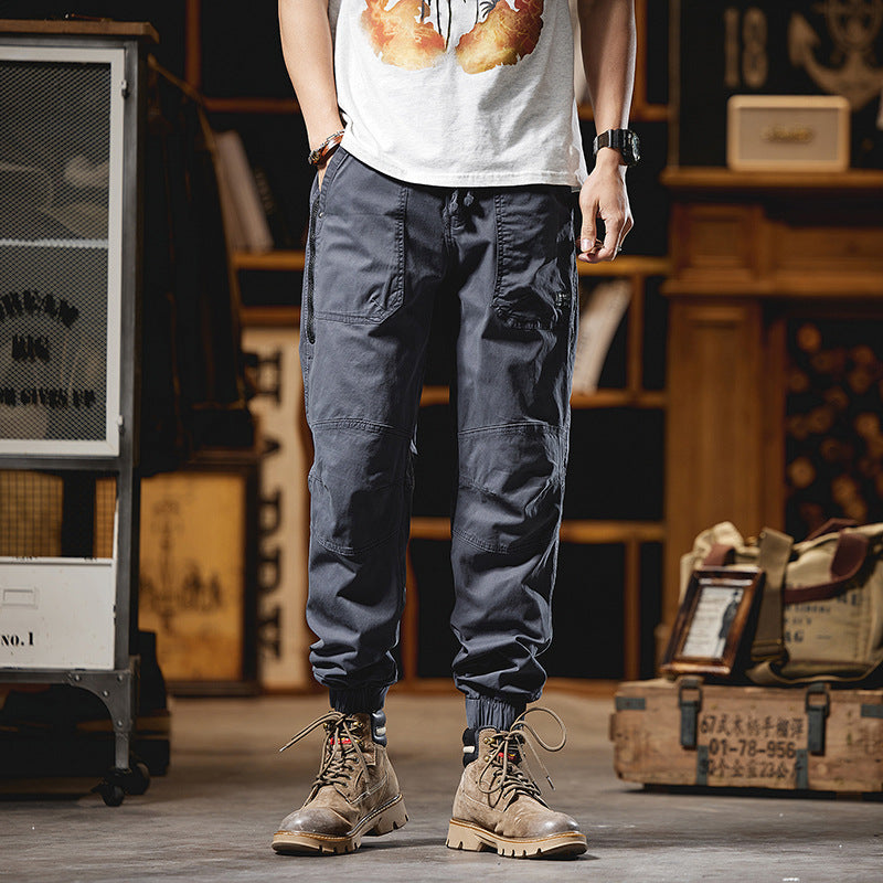 Herren Cargo-Joggerhose mit Knieverstärkungen, Reißverschluss-Seitentasche und Kordelbund Mune Fashion