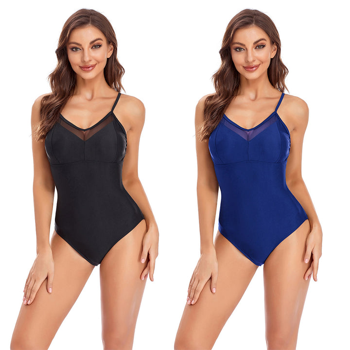 Women's One-Piece Swimsuit with Transparent Mesh Inserts Mune Fashion