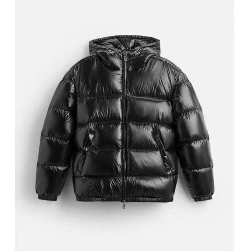Women Oversized Quilted Jacket with Hood and Glossy Finish Mune Fashion