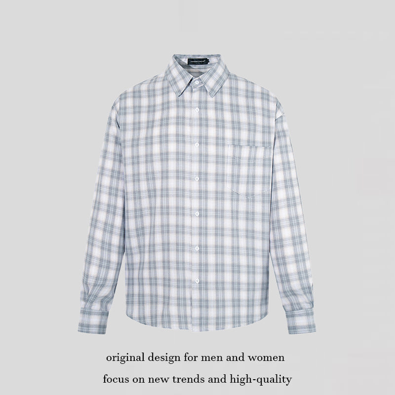 Men's Casual Oversized Shirt with Check Pattern, Classic Shirt Collar and Chest Pocket Mune Fashion