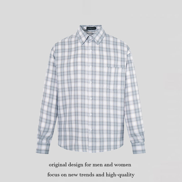 Men's Casual Oversized Shirt with Check Pattern, Classic Shirt Collar and Chest Pocket Mune Fashion