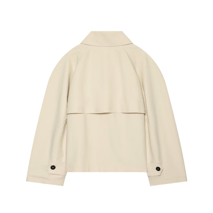 Women's short trench coat with oversized sleeves and concealed button placket Drune