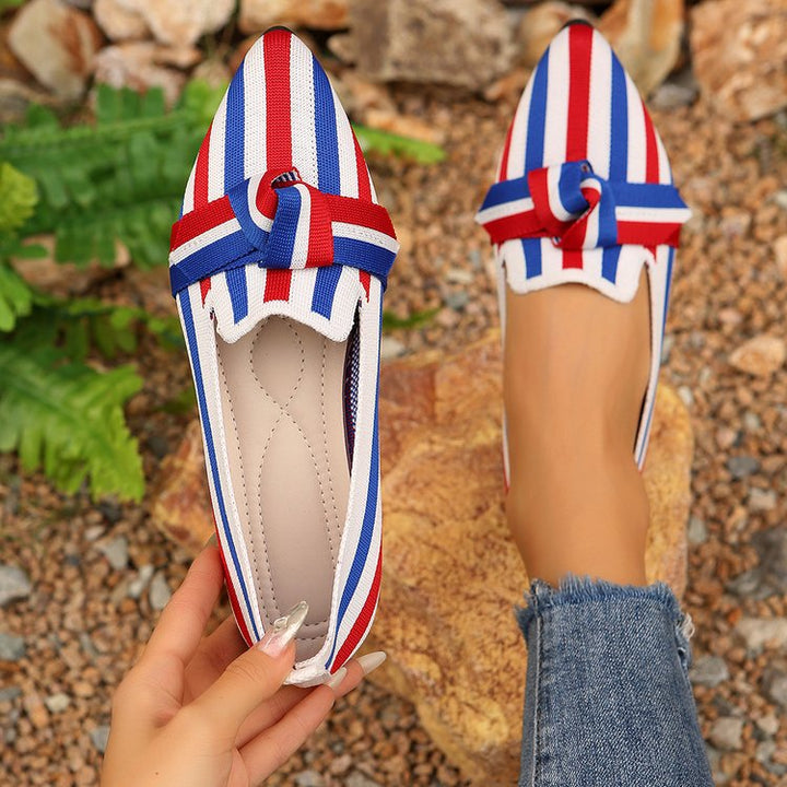 Women's woven lace slippers with decorative bow and padded comfort footbed Mune Fashion