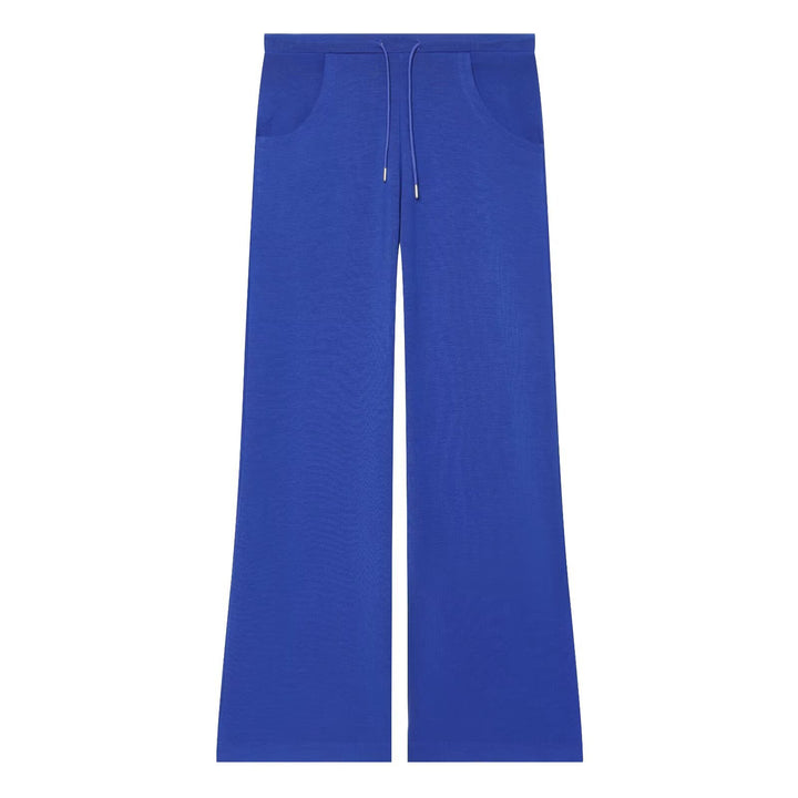 Women Flowing Palazzo Lounge Pants with High Waist, Drawstring and Patch Pockets Mune Fashion