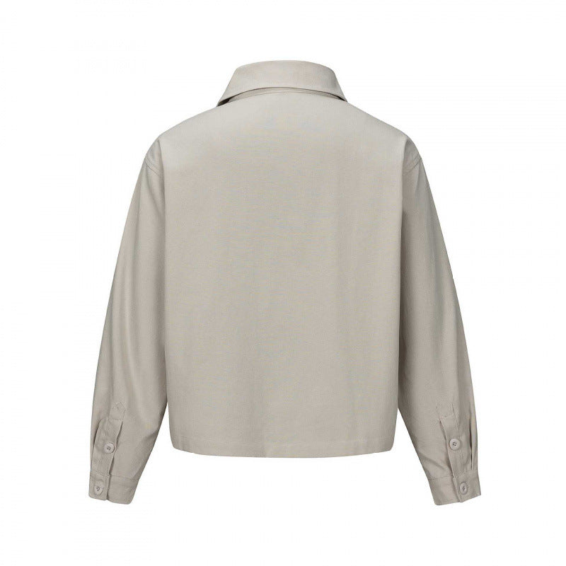 Unisex Short Cut Boxy Shirt Jacket with Chest Pocket and Clear Button Placket Mune Fashion